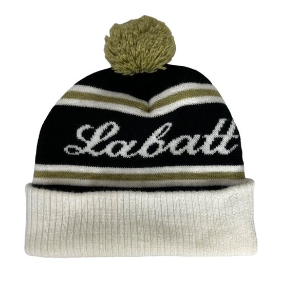 Pittsburgh Penguins Labatt Beer Tabbogan Winter Hat Black White OS - Picture 1 of 4